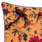 22" Yellow Bird Print Velvet Cushion Cover - Image 4