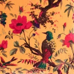 22" Yellow Bird Print Velvet Cushion Cover - Image 7
