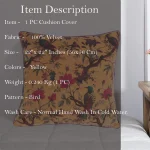 22" Yellow Bird Print Velvet Cushion Cover - Image 8