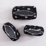 3 PC Elephant Block Printed Cotton Quilted Toiletry Bags - Image 2