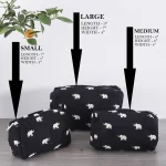 3 PC Elephant Block Printed Cotton Quilted Toiletry Bags - Image 5