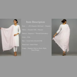 Beautiful Baby Pink Color Chanderi Silk Dupatta - Image 7