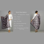 Beautiful Floral Print Navy Blue Organza Silk Women Dupatta - Image 7
