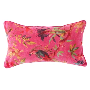Beautiful Pink Bird Printed Velvet Pillow Cover Set - Image 3