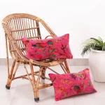 Beautiful Pink Bird Printed Velvet Pillow Cover Set