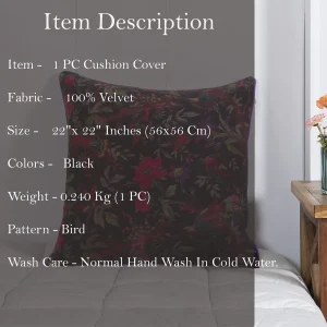 Bedroom Bed Soft Decor Cushion Cover Black Bird Print - Image 8