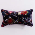 Black Base Red Floral Print velvet Fabric Pillow Cover - Image 3