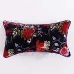 Black Base Red Floral Print velvet Fabric Pillow Cover - Image 5