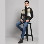 Black & Beige Acrylic Wool Men's Muffler - Image 5