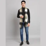 Black & Beige Acrylic Wool Men's Muffler - Image 7