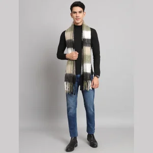 Black & Beige Acrylic Wool Men's Muffler - Image 7