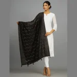 Black Chanderi SilkĀ Fabric Dupatta - Image 2