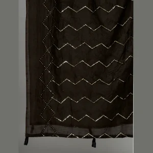 Black Chanderi Silk Fabric Dupatta - Image 5