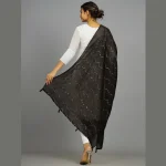 Black Chanderi SilkĀ Fabric Dupatta - Image 6
