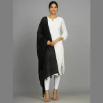 Black Designer Embroidered sequined Chanderi Dupatta - Image 2