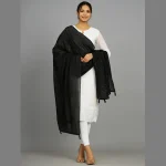 Black Designer Embroidered sequined Chanderi Dupatta - Image 3