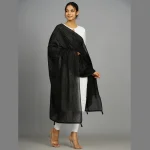 Black Designer Embroidered sequined Chanderi Dupatta