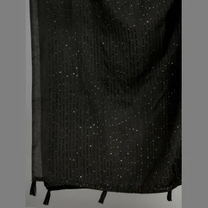 Black Designer Embroidered sequined Chanderi Dupatta - Image 5