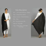 Black Designer Embroidered sequined Chanderi Dupatta - Image 7