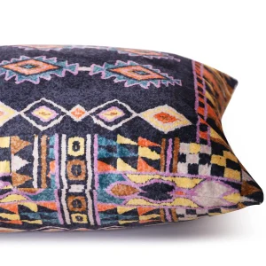 Black Ikat Printed Soft Velvet Pillow Covers - Image 5