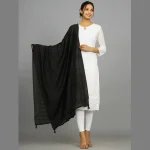 Black Thread Embroidery Chanderi Silk Dupatta - Image 2