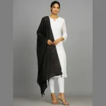Black Thread Embroidery Chanderi Silk Dupatta
