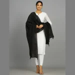 Black Thread Embroidery Chanderi Silk Dupatta - Image 4