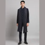 Blue Check Men's Shawl Winter Wool Lohi - Image 2