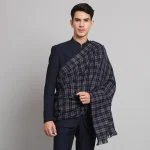 Blue Check Men's Shawl Winter Wool Lohi