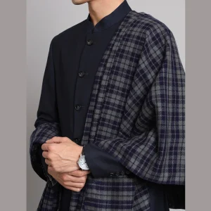 Blue Check Men's Shawl Winter Wool Lohi - Image 5