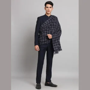 Blue Check Men's Shawl Winter Wool Lohi - Image 6