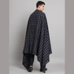 Blue Check Men's Shawl Winter Wool Lohi - Image 7
