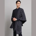 Blue Check Men's Shawl Winter Wool Lohi - Image 10