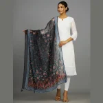 Blue Handmade Floral Printed Long Scarf - Image 2
