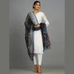 Blue Handmade Floral Printed Long Scarf - Image 4