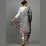 Blue Handmade Floral Printed Long Scarf - Image 6