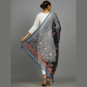 Blue Handmade Floral Printed Long Scarf - Image 6