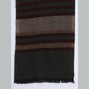 Brown Striped Neck Wrap Wool Scarf - Image 6