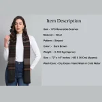 Brown Striped Neck Wrap Wool Scarf - Image 8