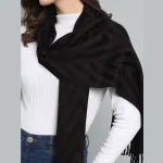 Chevron Pattern Scarf Purple & Black Wool Scarves - Image 6