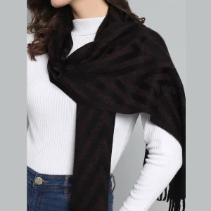 Chevron Pattern Scarf Purple & Black Wool Scarves - Image 6