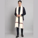 Gents Winter Shawls, Solid White Color Lohi - Image 2