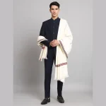 Gents Winter Shawls, Solid White Color Lohi - Image 4