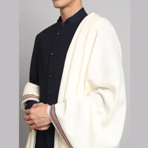 Gents Winter Shawls, Solid White Color Lohi - Image 5