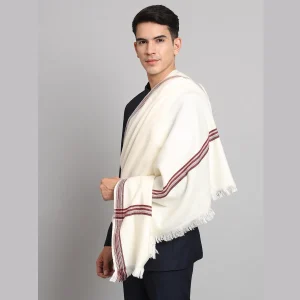 Gents Winter Shawls, Solid White Color Lohi - Image 6