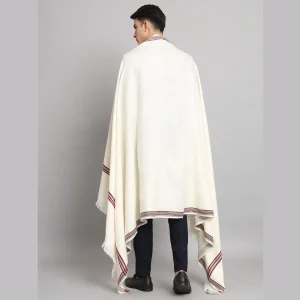 Gents Winter Shawls, Solid White Color Lohi - Image 7