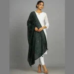 Green Handmade Embroidery Work Decor Scarf 82"x34"