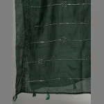 Green Handmade Embroidery Work Decor Scarf 82"x34" - Image 5