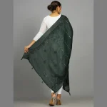 Green Handmade Embroidery Work Decor Scarf 82"x34" - Image 6
