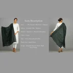 Green Handmade Embroidery Work Decor Scarf 82"x34" - Image 7